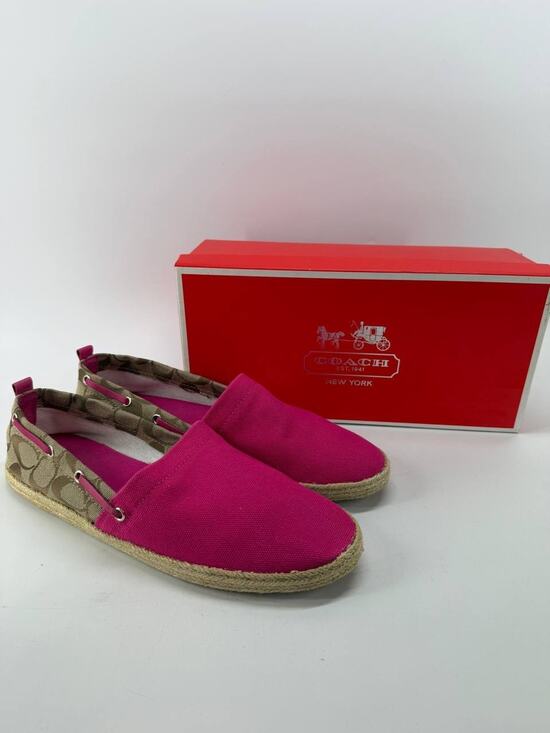 Coach Shoes - Coach Mellow Canvas Espadrille Flats Fuchsia Khaki Women's Size 10M With Box